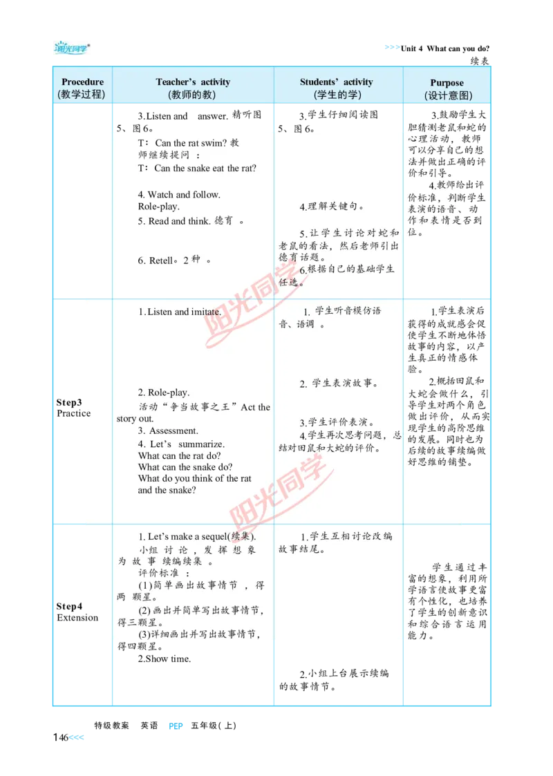 教案正文5上_Unit4_26春四年级上下册人教版_四上英语合集人教版PEP英语四年级上册新教材（教学视频+课件+动画+音频+练习+教案）_19同步教案课件_人教pep3_3-6上册