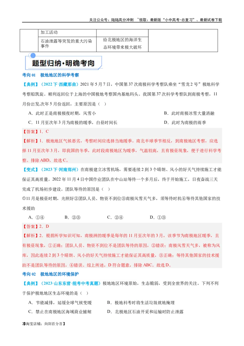 专题12撒哈拉以南的非洲和极地地区（讲义）（解析版）_02中考总复习（2026版更新中）_09-地理-中考总复习_2024年中考复习资料_一轮复习_❤2024年中考地理一轮复习讲练测（全国通用）