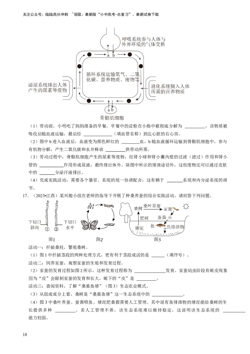 专题15生物学与社会&middot;跨学科实践（原卷版）_02中考总复习（2026版更新中）_08-生物-中考总复习_2024年中考复习资料_专项复习_备战2024年中考生物真题题源解密