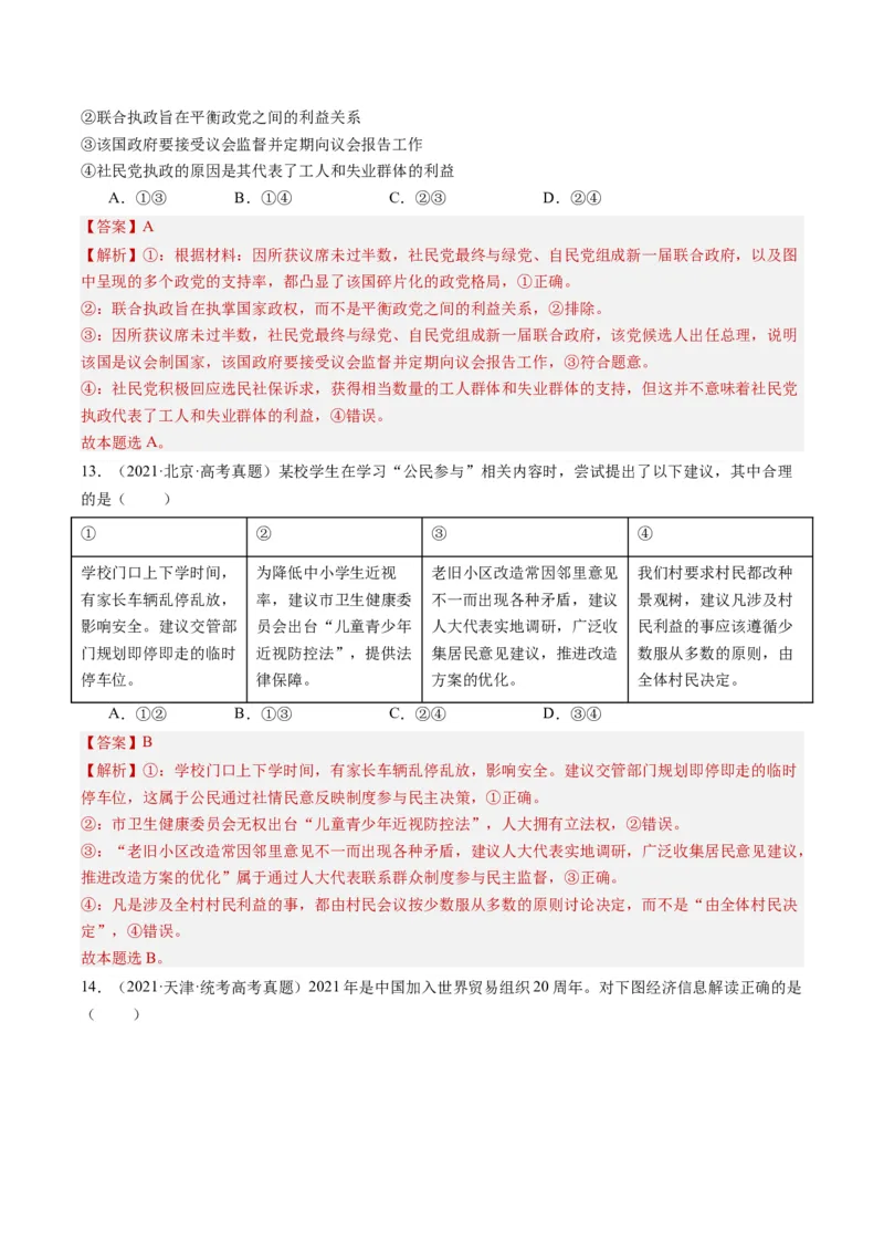 专题12&ldquo;图表式&rdquo;选择题(解析版)_8.2025政治总复习_2024年新高考资料_2.2024二轮复习_2024年高考政治二轮热点题型归纳与变式演练（新高考通用）