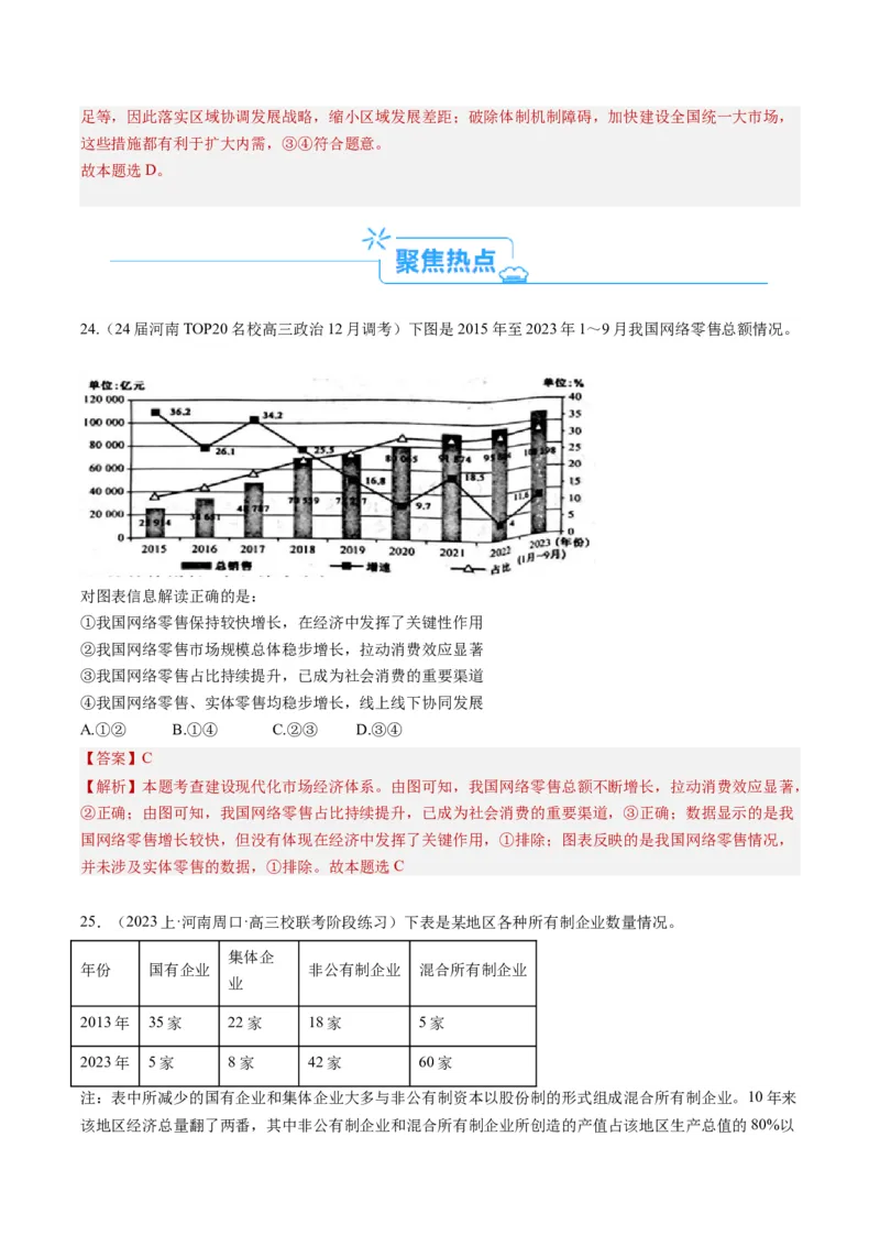 专题12&ldquo;图表式&rdquo;选择题(解析版)_8.2025政治总复习_2024年新高考资料_2.2024二轮复习_2024年高考政治二轮热点题型归纳与变式演练（新高考通用）