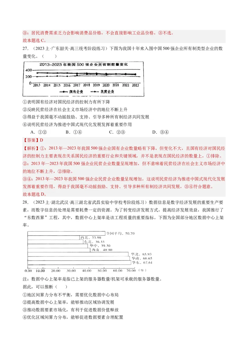 专题12&ldquo;图表式&rdquo;选择题(解析版)_8.2025政治总复习_2024年新高考资料_2.2024二轮复习_2024年高考政治二轮热点题型归纳与变式演练（新高考通用）