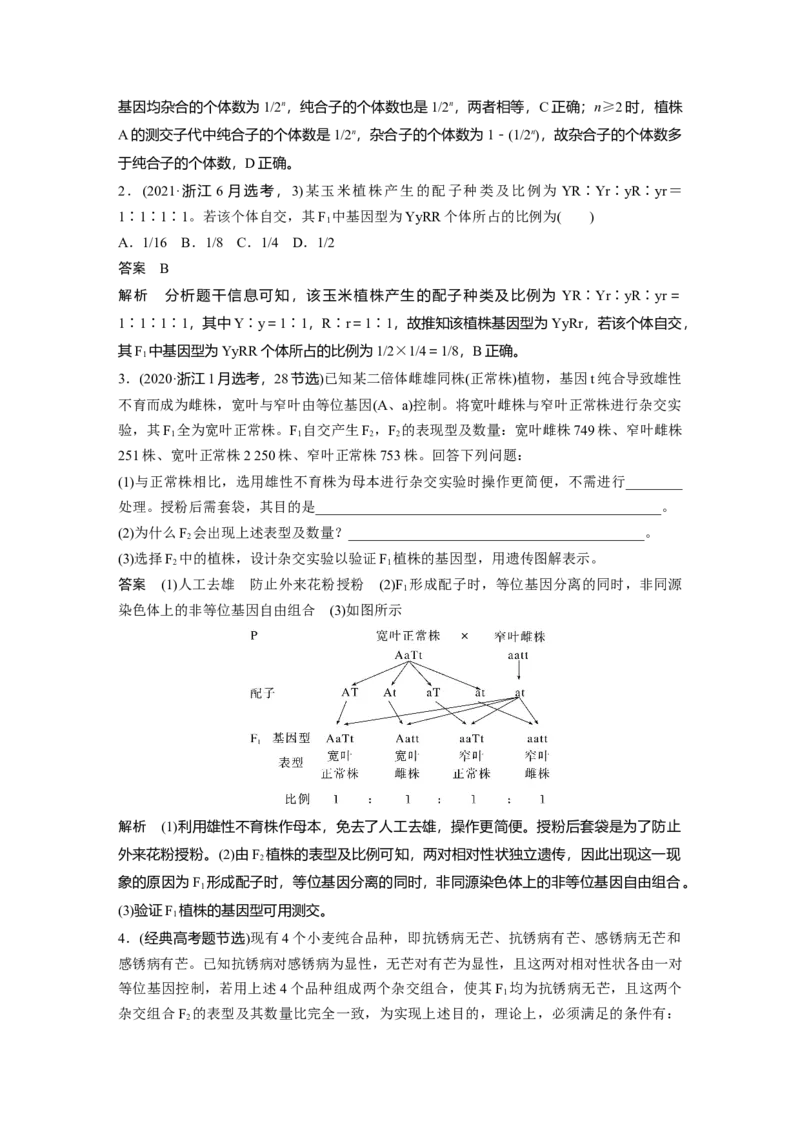 2024年高考生物一轮复习（新人教版）第5单元　第4课时　自由组合定律的发现及应用_09高考生物_2024年新高考资料_1.2024一轮复习_2024年高考生物一轮复习讲义（新人教版）