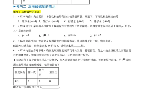 专题06常见的酸和碱（原卷版）_02中考总复习（2026版更新中）_05-化学-中考总复习_2025年中考复习资料_备战2025年中考化学真题题源解密