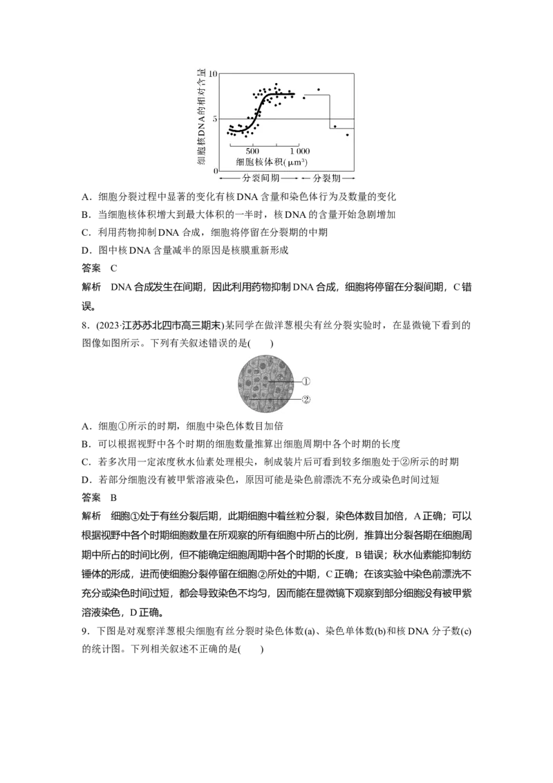 2024年高考生物一轮复习（新人教版）第4单元　第2课时　有丝分裂过程中相关变化及观察实验_09高考生物_2024年新高考资料_1.2024一轮复习_2024年高考生物一轮复习讲义（新人教版）
