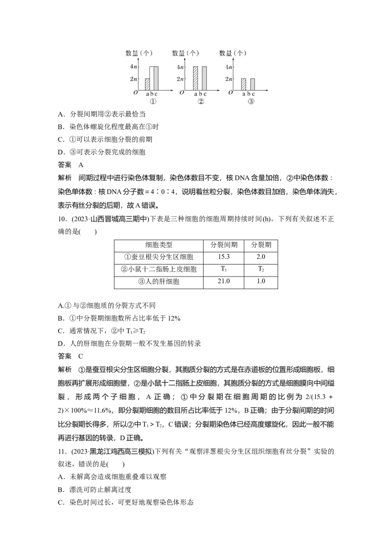 2024年高考生物一轮复习（新人教版）第4单元　第2课时　有丝分裂过程中相关变化及观察实验_09高考生物_2024年新高考资料_1.2024一轮复习_2024年高考生物一轮复习讲义（新人教版）
