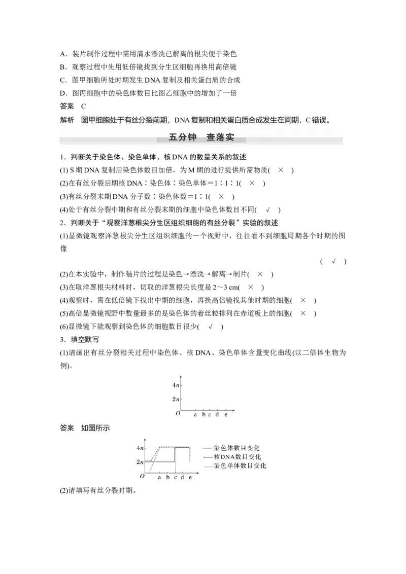 2024年高考生物一轮复习（新人教版）第4单元　第2课时　有丝分裂过程中相关变化及观察实验_09高考生物_2024年新高考资料_1.2024一轮复习_2024年高考生物一轮复习讲义（新人教版）