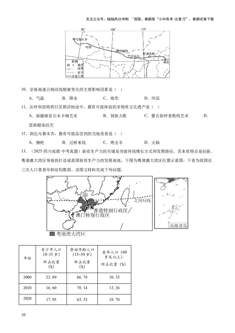 专题07我国的疆域、行政区划与人口（全国通用）（第01期）（原卷版）_02中考总复习（2026版更新中）_09-地理-中考总复习_2026年中考复习（更新中）