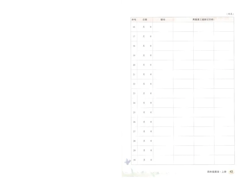 状元默写本四年级上双层_26春四年级上下册人教版_四上英语合集人教版PEP英语四年级上册新教材（教学视频+课件+动画+音频+练习+教案）_17练习资料_小学英语（预习复习资料大礼包）