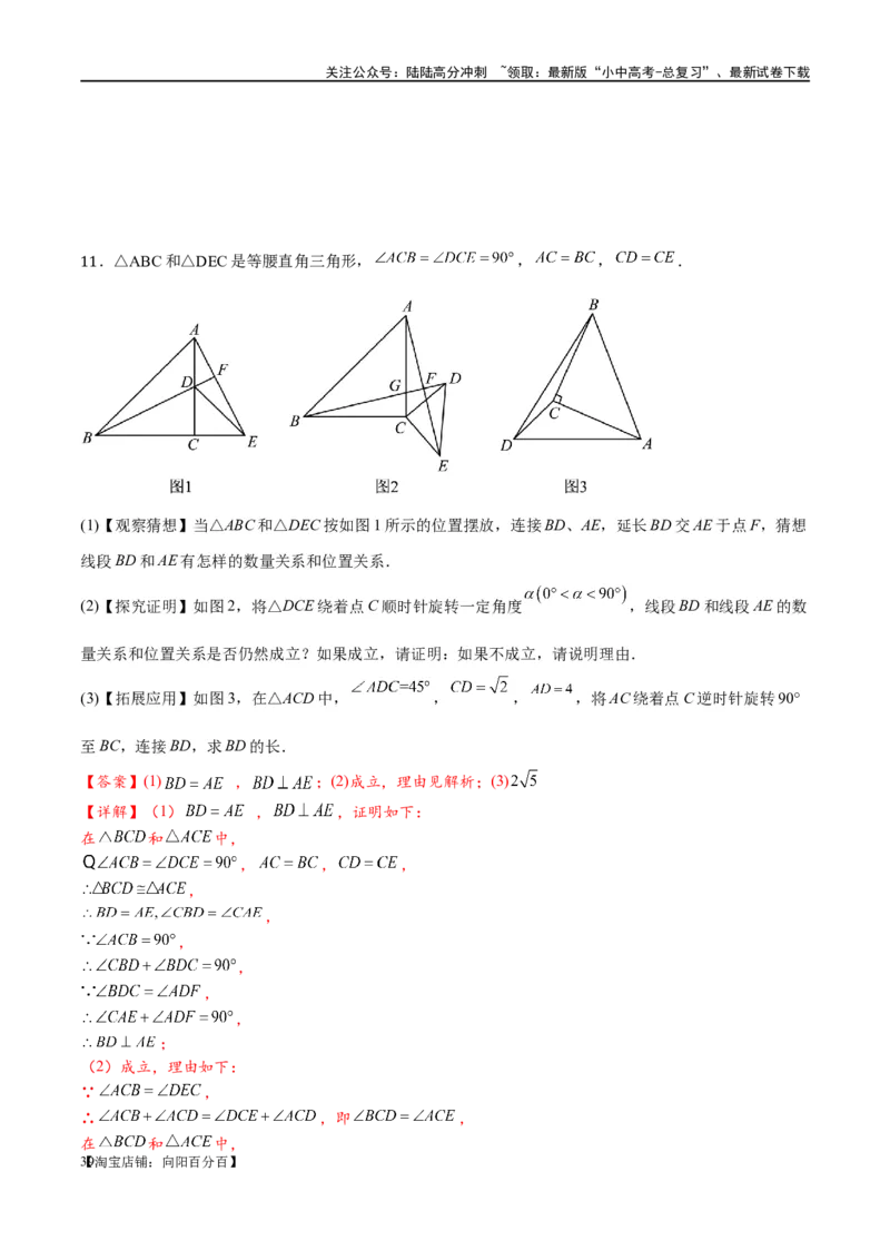 专题1-1一网打尽全等三角形模型&middot;十个模型（解析版）_02中考总复习（2026版更新中）_02-数学-中考总复习_2024年中考复习资料_专项复习资料_教师版（含答案解析）