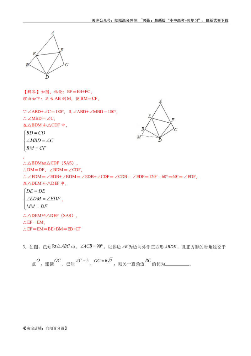 专题1-1一网打尽全等三角形模型&middot;十个模型（解析版）_02中考总复习（2026版更新中）_02-数学-中考总复习_2024年中考复习资料_专项复习资料_教师版（含答案解析）