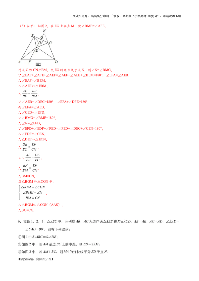 专题1-1一网打尽全等三角形模型&middot;十个模型（解析版）_02中考总复习（2026版更新中）_02-数学-中考总复习_2024年中考复习资料_专项复习资料_教师版（含答案解析）