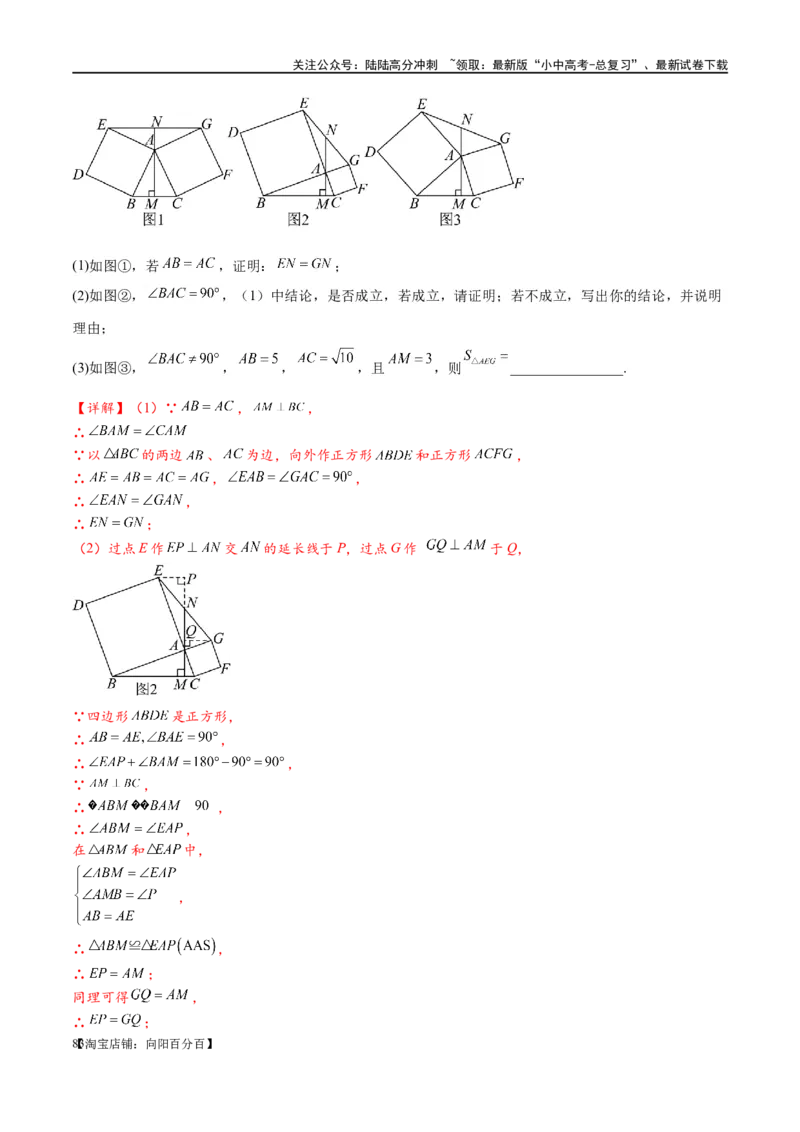 专题1-1一网打尽全等三角形模型&middot;十个模型（解析版）_02中考总复习（2026版更新中）_02-数学-中考总复习_2024年中考复习资料_专项复习资料_教师版（含答案解析）
