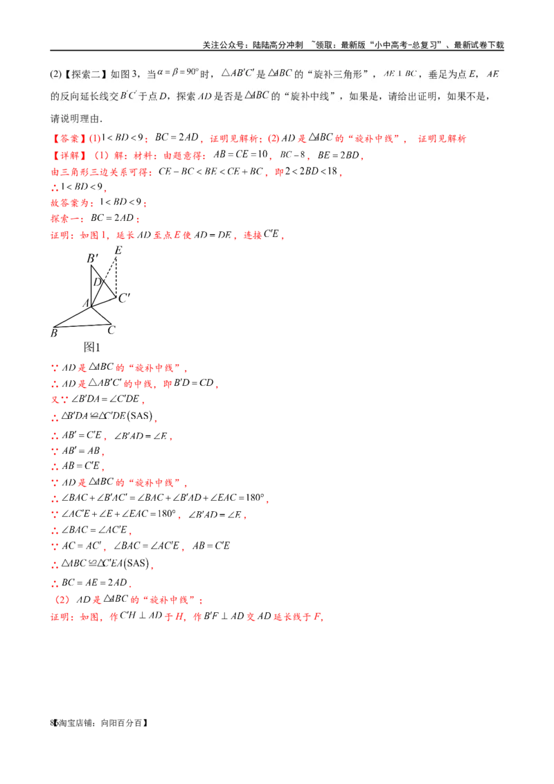专题1-1一网打尽全等三角形模型&middot;十个模型（解析版）_02中考总复习（2026版更新中）_02-数学-中考总复习_2024年中考复习资料_专项复习资料_教师版（含答案解析）