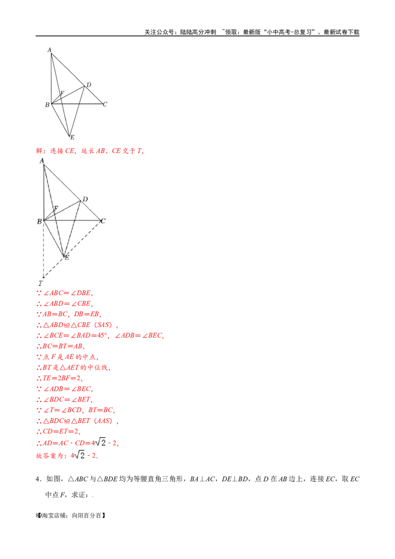 专题1-1一网打尽全等三角形模型&middot;十个模型（解析版）_02中考总复习（2026版更新中）_02-数学-中考总复习_2024年中考复习资料_专项复习资料_教师版（含答案解析）