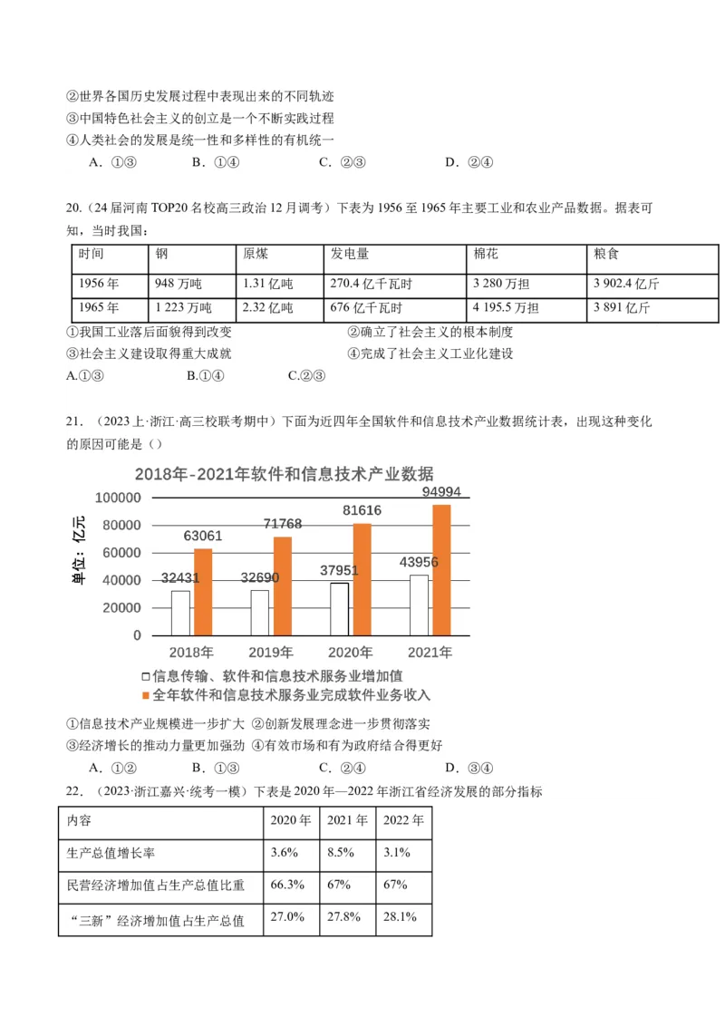 专题12&ldquo;图表式&ldquo;选择题-（原卷版）_8.2025政治总复习_2024年新高考资料_2.2024二轮复习_2024年高考政治二轮热点题型归纳与变式演练（新高考通用）