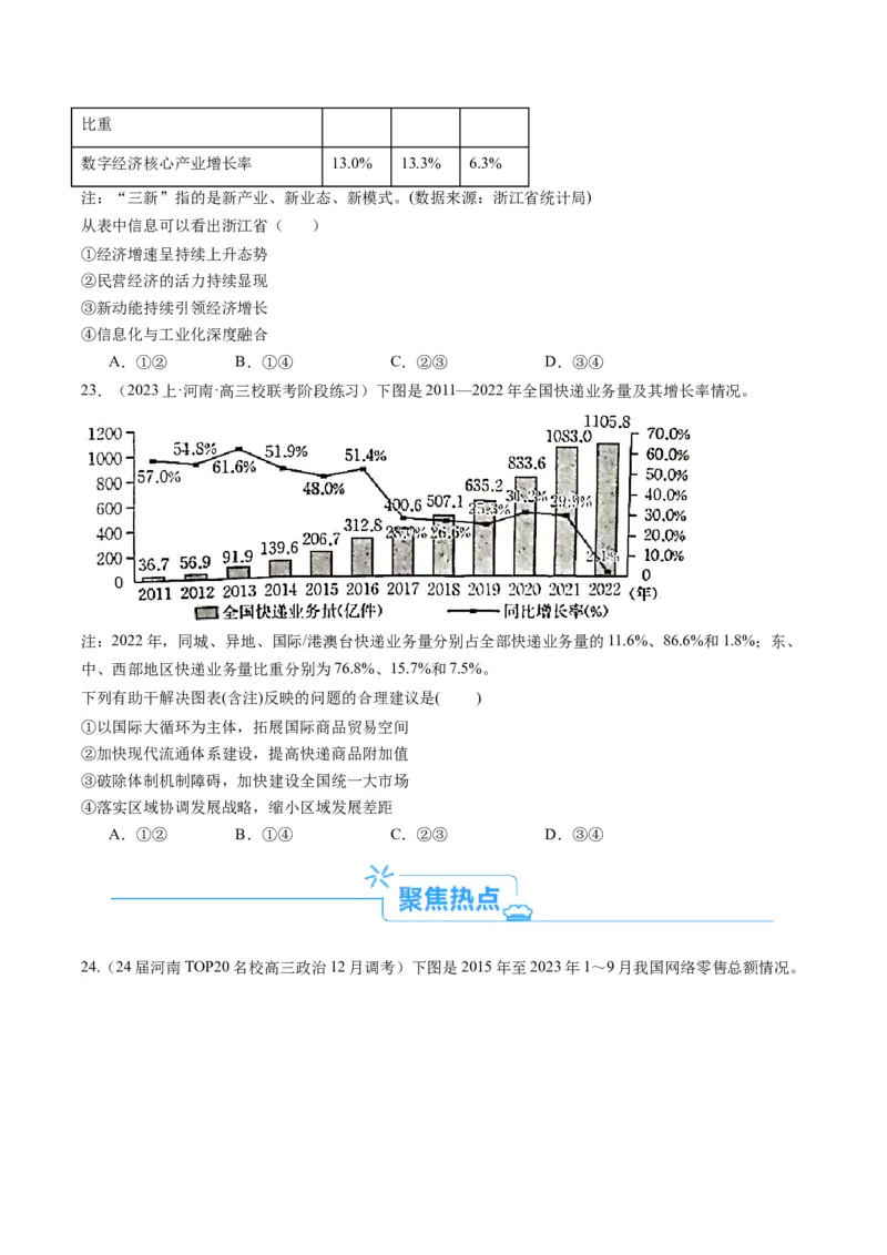 专题12&ldquo;图表式&ldquo;选择题-（原卷版）_8.2025政治总复习_2024年新高考资料_2.2024二轮复习_2024年高考政治二轮热点题型归纳与变式演练（新高考通用）