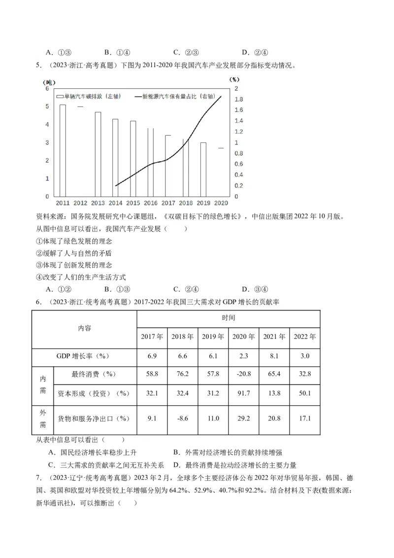 专题12&ldquo;图表式&ldquo;选择题-（原卷版）_8.2025政治总复习_2024年新高考资料_2.2024二轮复习_2024年高考政治二轮热点题型归纳与变式演练（新高考通用）