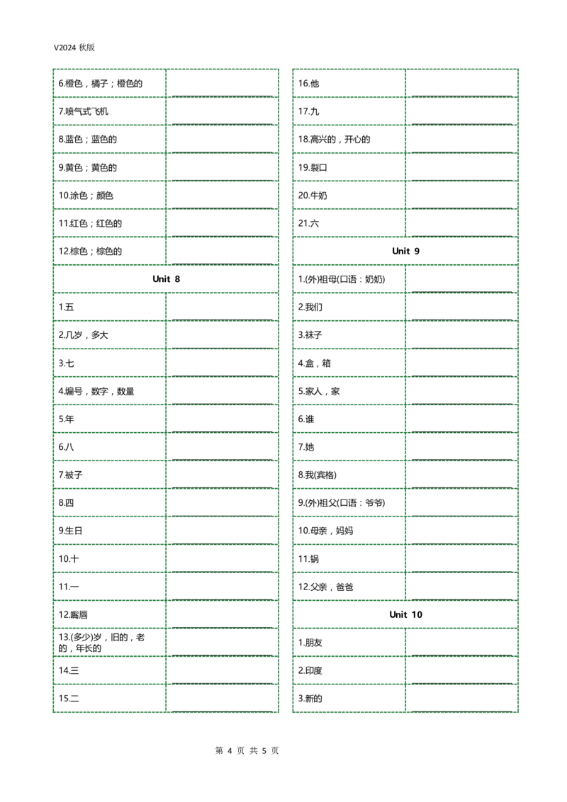 新科普版三年级上册单词乱序汉译英横线版(5页)_26春四年级上下册人教版_四上英语合集人教版PEP英语四年级上册新教材（教学视频+课件+动画+音频+练习+教案）_17练习资料_科普版
