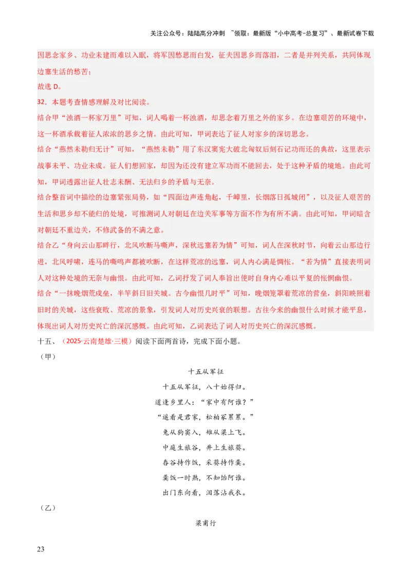 专题21：九下古诗词+古诗词阅读精练（练习）解析版_02中考总复习（2026版更新中）_01-语文-中考总复习_2026年中考复习（更新中）