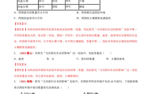 专题16&nbsp;实验（解析版）_02中考总复习（2026版更新中）_08-生物-中考总复习_2024年中考复习资料_专项复习_完三年（2021-2023）中考生物真题分项汇编（全国通用）_答案解析版