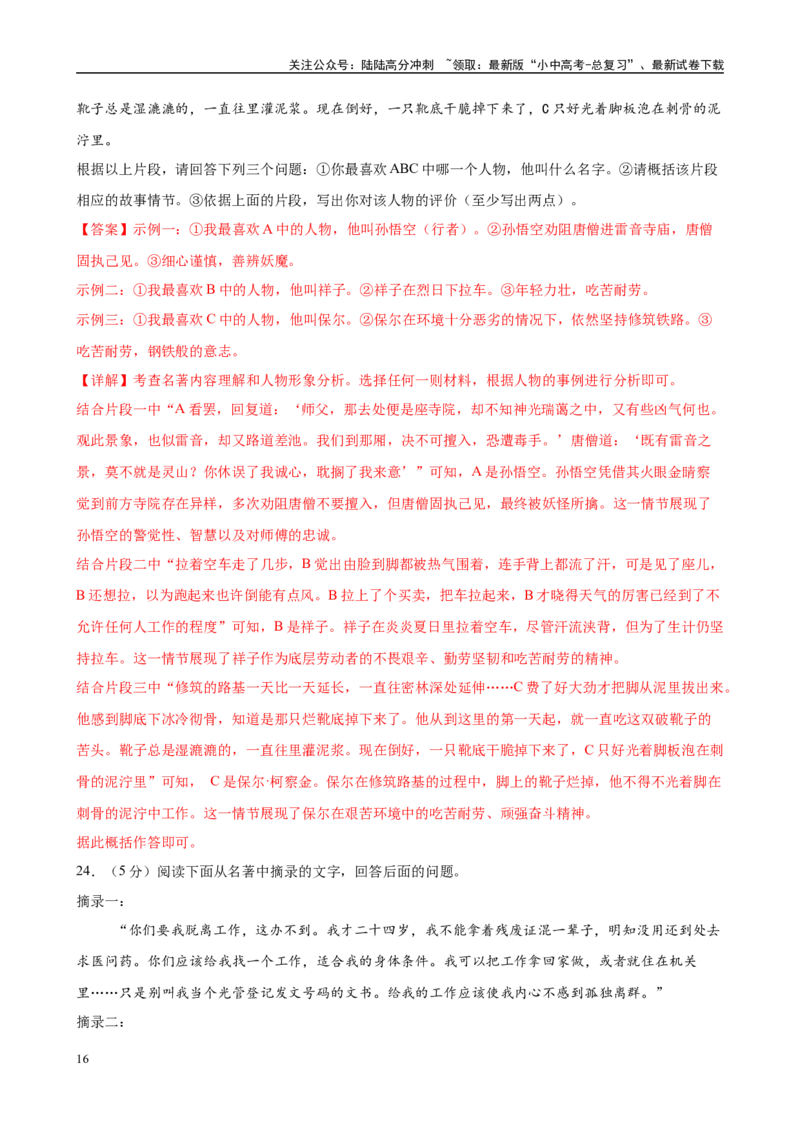 专题08《钢铁是怎样炼成的》-2025年中考语文名著导读分层闯关训练（解析版）_02中考总复习（2026版更新中）_01-语文-中考总复习_2025年中考资料_2025年中考语文名著导读分层闯关训练