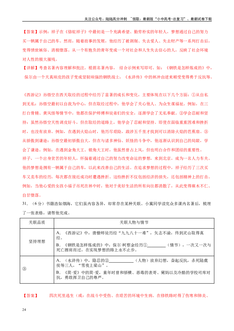 专题08《钢铁是怎样炼成的》-2025年中考语文名著导读分层闯关训练（解析版）_02中考总复习（2026版更新中）_01-语文-中考总复习_2025年中考资料_2025年中考语文名著导读分层闯关训练