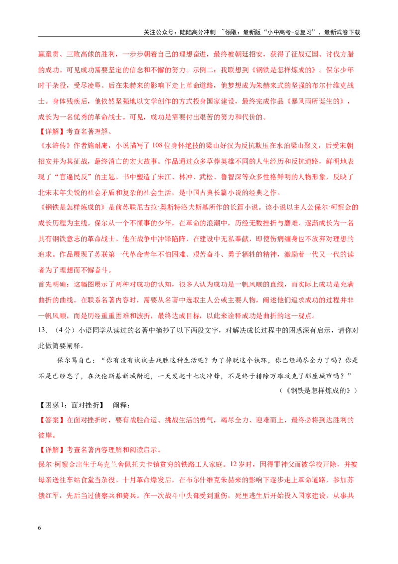 专题08《钢铁是怎样炼成的》-2025年中考语文名著导读分层闯关训练（解析版）_02中考总复习（2026版更新中）_01-语文-中考总复习_2025年中考资料_2025年中考语文名著导读分层闯关训练