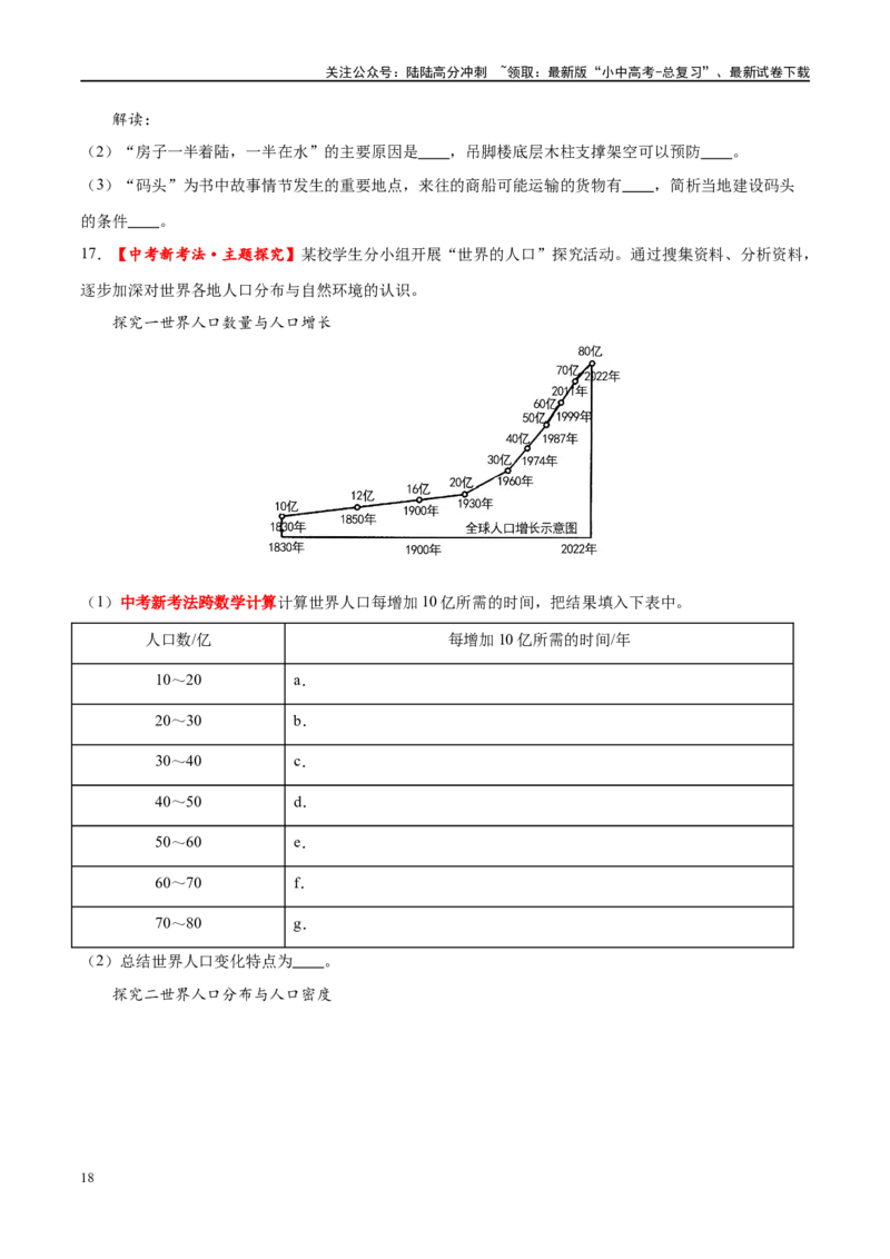 专题06居民与聚落（梯级进阶练）（原卷版）_02中考总复习（2026版更新中）_09-地理-中考总复习_2024年中考复习资料_一轮复习_❤2024年中考地理一轮复习讲练测（全国通用）_配套练习