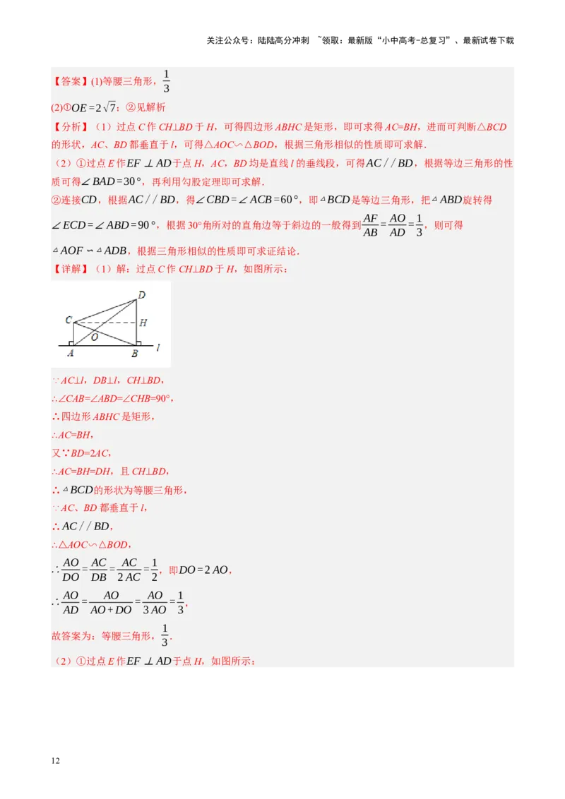 专题10三角形压轴（讲练）（解析版）_02中考总复习（2026版更新中）_02-数学-中考总复习_2024年中考复习资料_二轮复习资料_完2024年中考数学二轮复习课件+讲义+练习（全国通用）_讲义