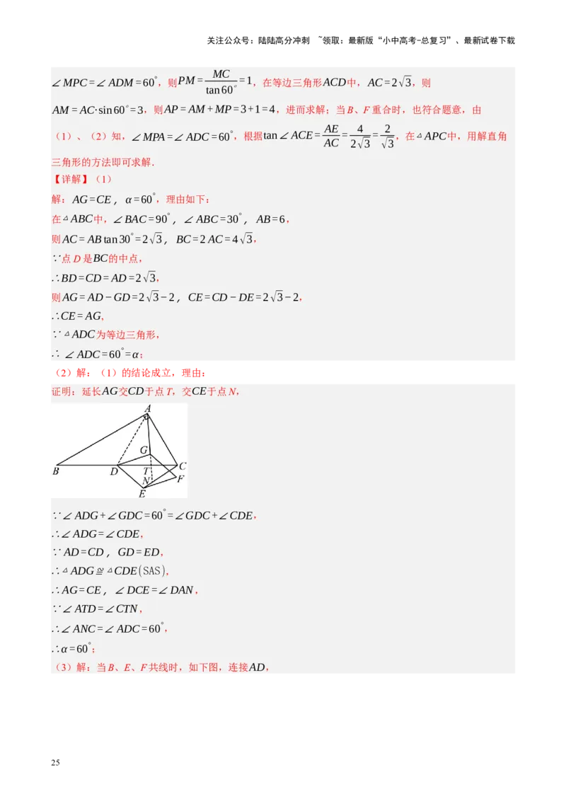 专题10三角形压轴（讲练）（解析版）_02中考总复习（2026版更新中）_02-数学-中考总复习_2024年中考复习资料_二轮复习资料_完2024年中考数学二轮复习课件+讲义+练习（全国通用）_讲义