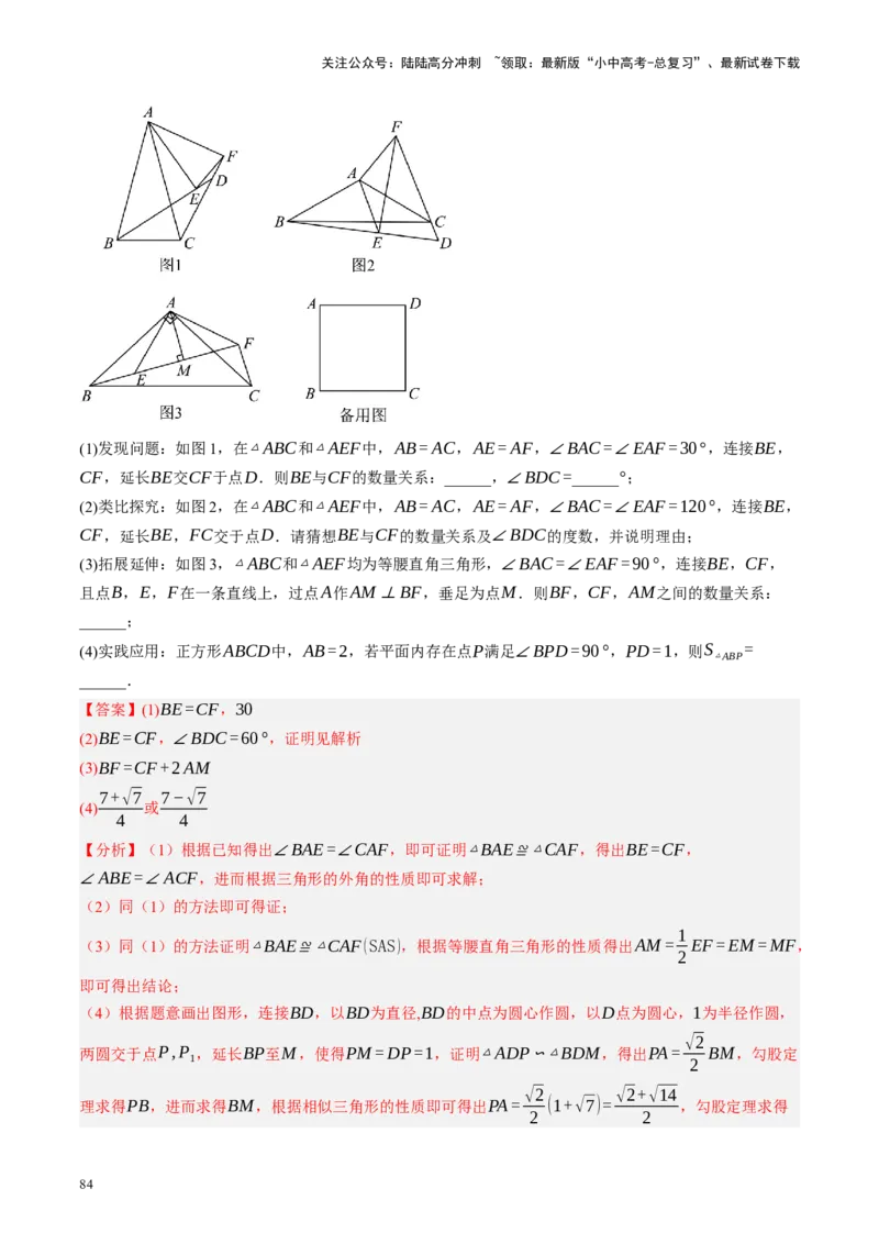 专题10三角形压轴（讲练）（解析版）_02中考总复习（2026版更新中）_02-数学-中考总复习_2024年中考复习资料_二轮复习资料_完2024年中考数学二轮复习课件+讲义+练习（全国通用）_讲义