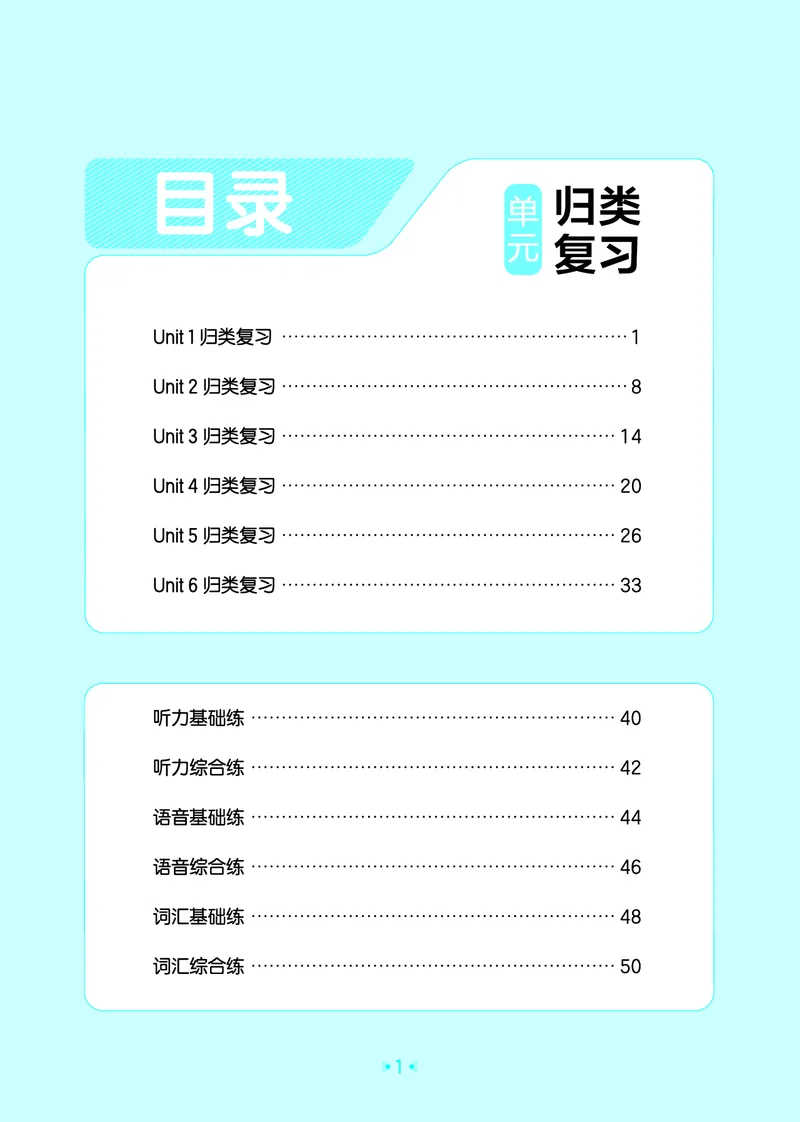 4上英语人教-《单元归类复习》_26春四年级上下册人教版_四上英语合集人教版PEP英语四年级上册新教材（教学视频+课件+动画+音频+练习+教案）_17练习资料_《53单元归类复习》_3-6上册