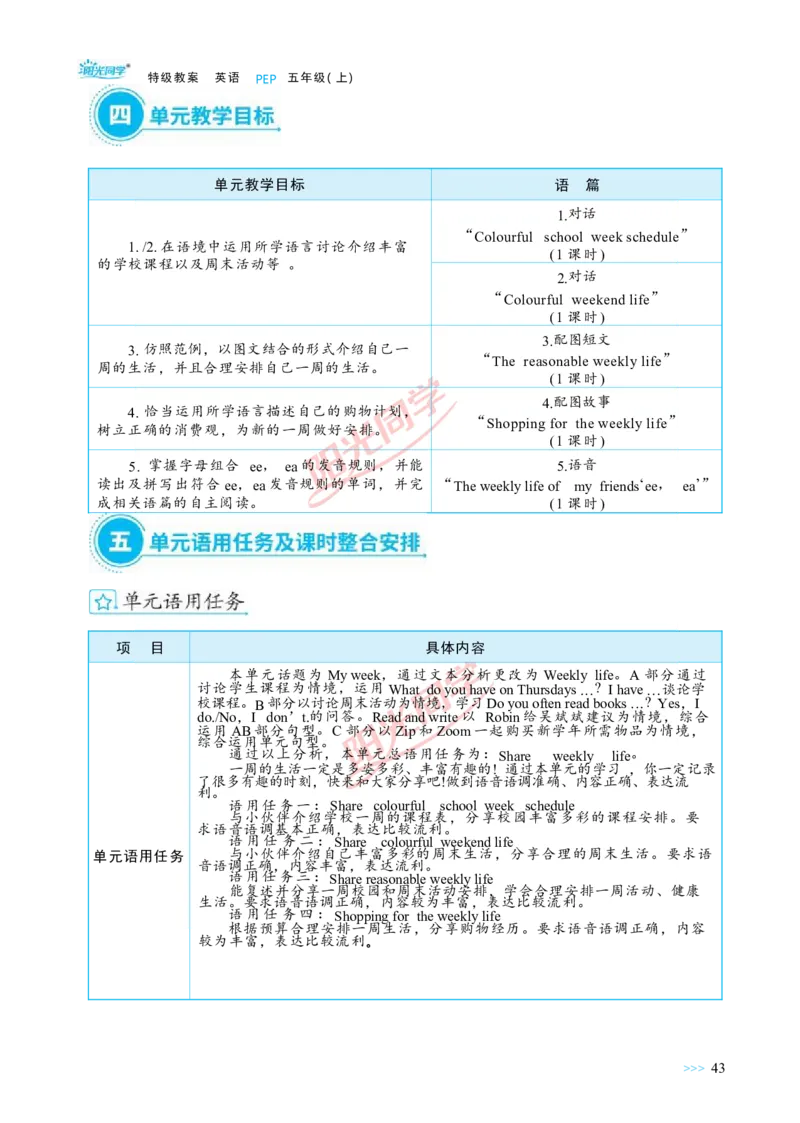 教案正文5上_Unit2_26春四年级上下册人教版_四上英语合集人教版PEP英语四年级上册新教材（教学视频+课件+动画+音频+练习+教案）_19同步教案课件_人教pep3_3-6上册