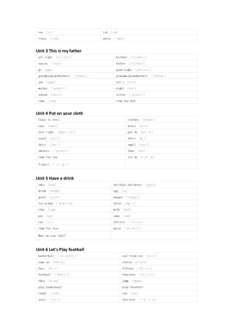 重大版英语三年级下册单词默写表_26春四年级上下册人教版_四上英语合集人教版PEP英语四年级上册新教材（教学视频+课件+动画+音频+练习+教案）_17练习资料_《小学英语单词默写表》