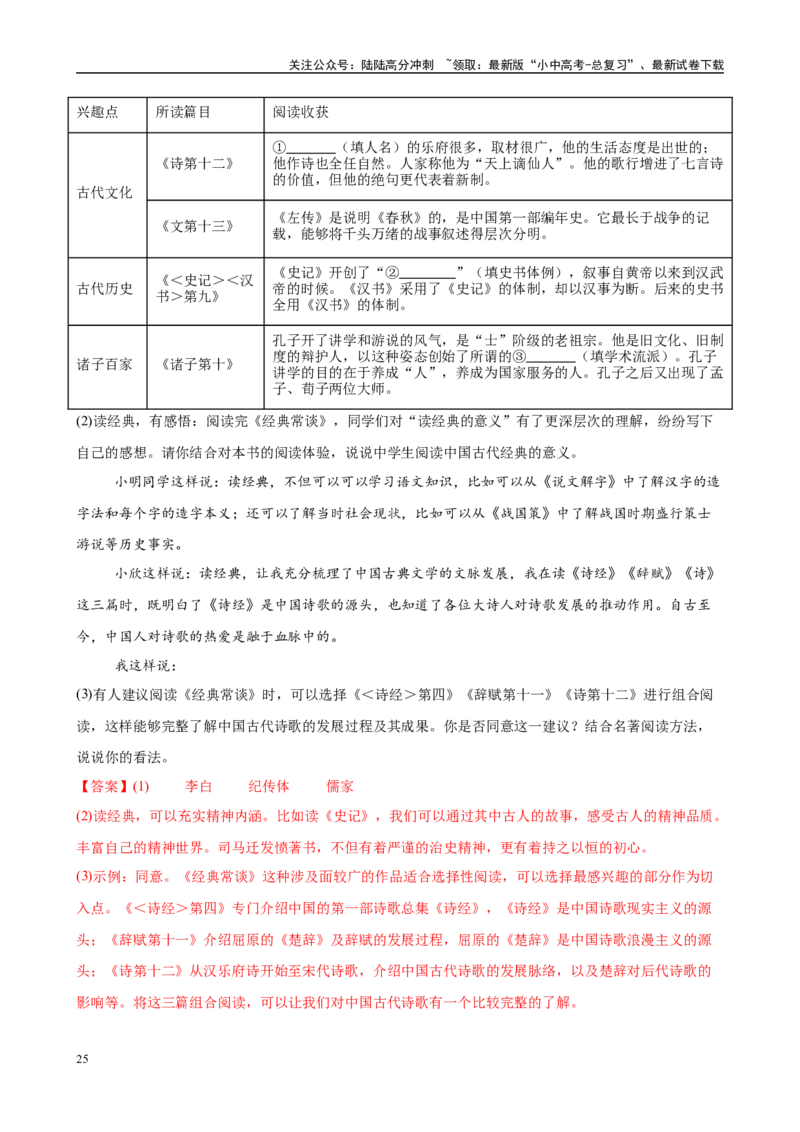 专题07《经典常谈》-2025年中考语文名著导读分层闯关训练（解析版）_02中考总复习（2026版更新中）_01-语文-中考总复习_2025年中考资料_2025年中考语文名著导读分层闯关训练