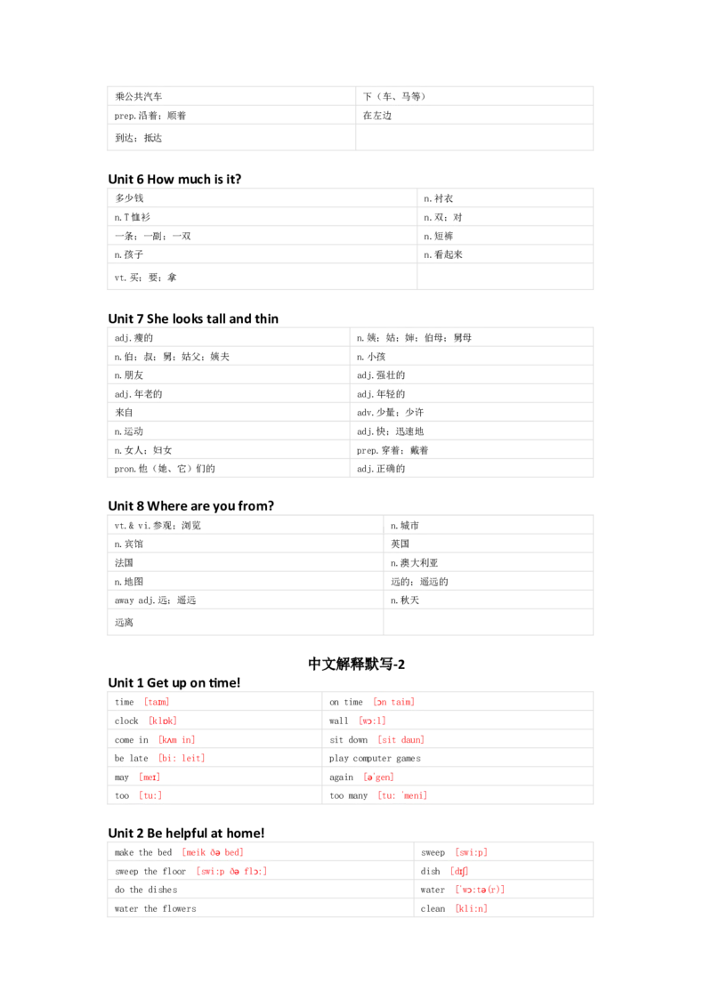 陕旅版英语五年级上册单词默写表_26春四年级上下册人教版_四上英语合集人教版PEP英语四年级上册新教材（教学视频+课件+动画+音频+练习+教案）_17练习资料_《小学英语单词默写表》