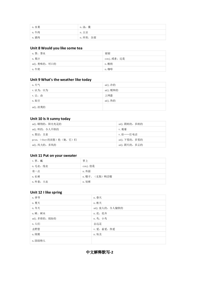 辽师版（三起）英语五年级上册单词默写表_26春四年级上下册人教版_四上英语合集人教版PEP英语四年级上册新教材（教学视频+课件+动画+音频+练习+教案）_17练习资料_辽师版（三起）