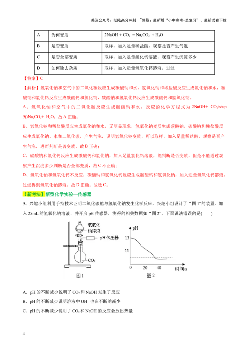 专题07常见的酸和碱（测试）-2024年中考化学一轮复习讲练测（全国通用）（解析版）_02中考总复习（2026版更新中）_05-化学-中考总复习_2024年中考复习资料_一轮复习资料