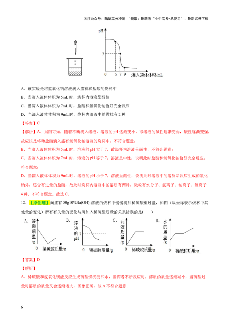 专题07常见的酸和碱（测试）-2024年中考化学一轮复习讲练测（全国通用）（解析版）_02中考总复习（2026版更新中）_05-化学-中考总复习_2024年中考复习资料_一轮复习资料