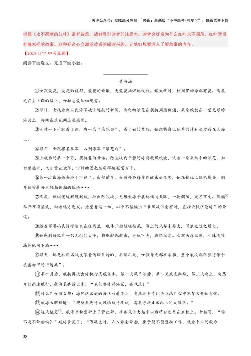 专题17小说阅读（一）（全国通用）（解析版）_02中考总复习（2026版更新中）_01-语文-中考总复习_2026年中考复习（更新中）