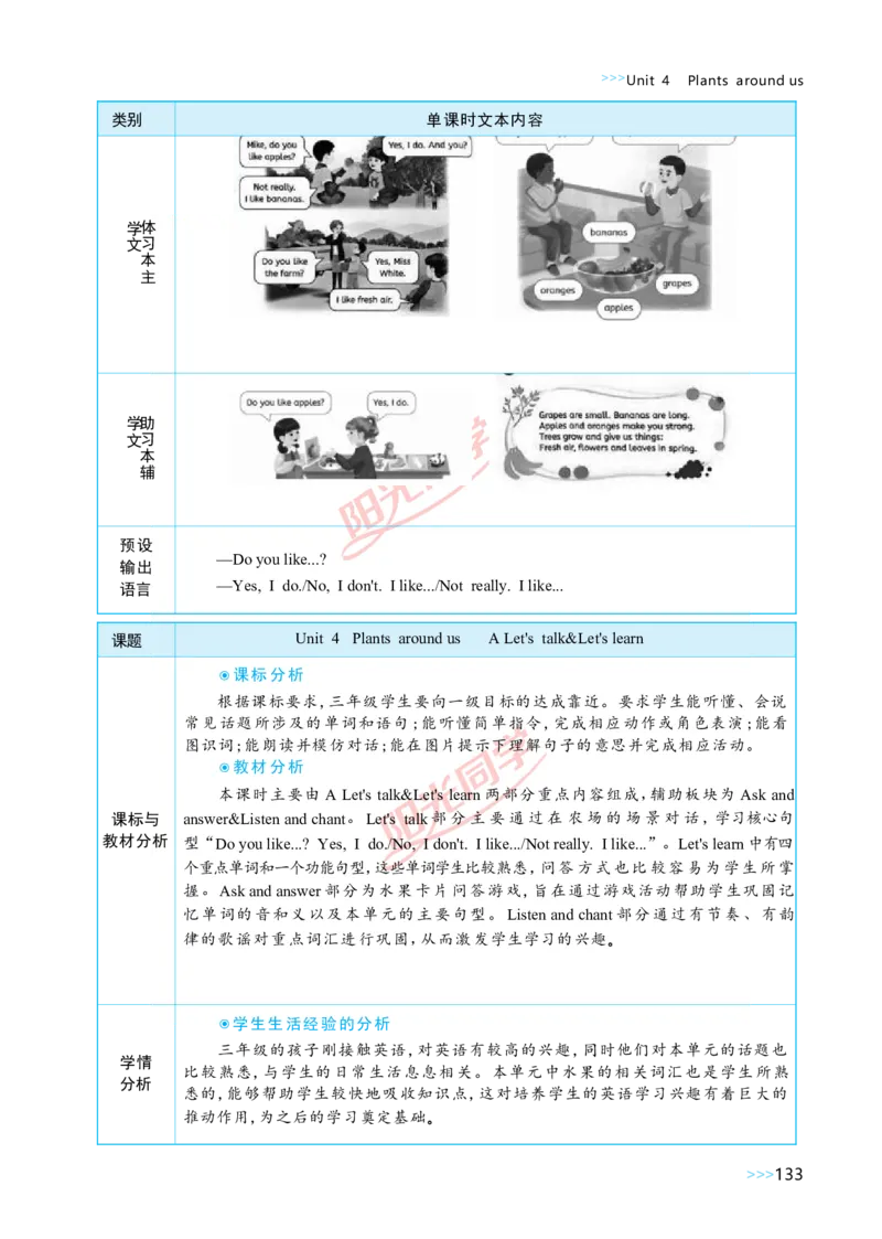 教案正文3上_Unit4_26春四年级上下册人教版_四上英语合集人教版PEP英语四年级上册新教材（教学视频+课件+动画+音频+练习+教案）_19同步教案课件_人教pep3_3-6上册