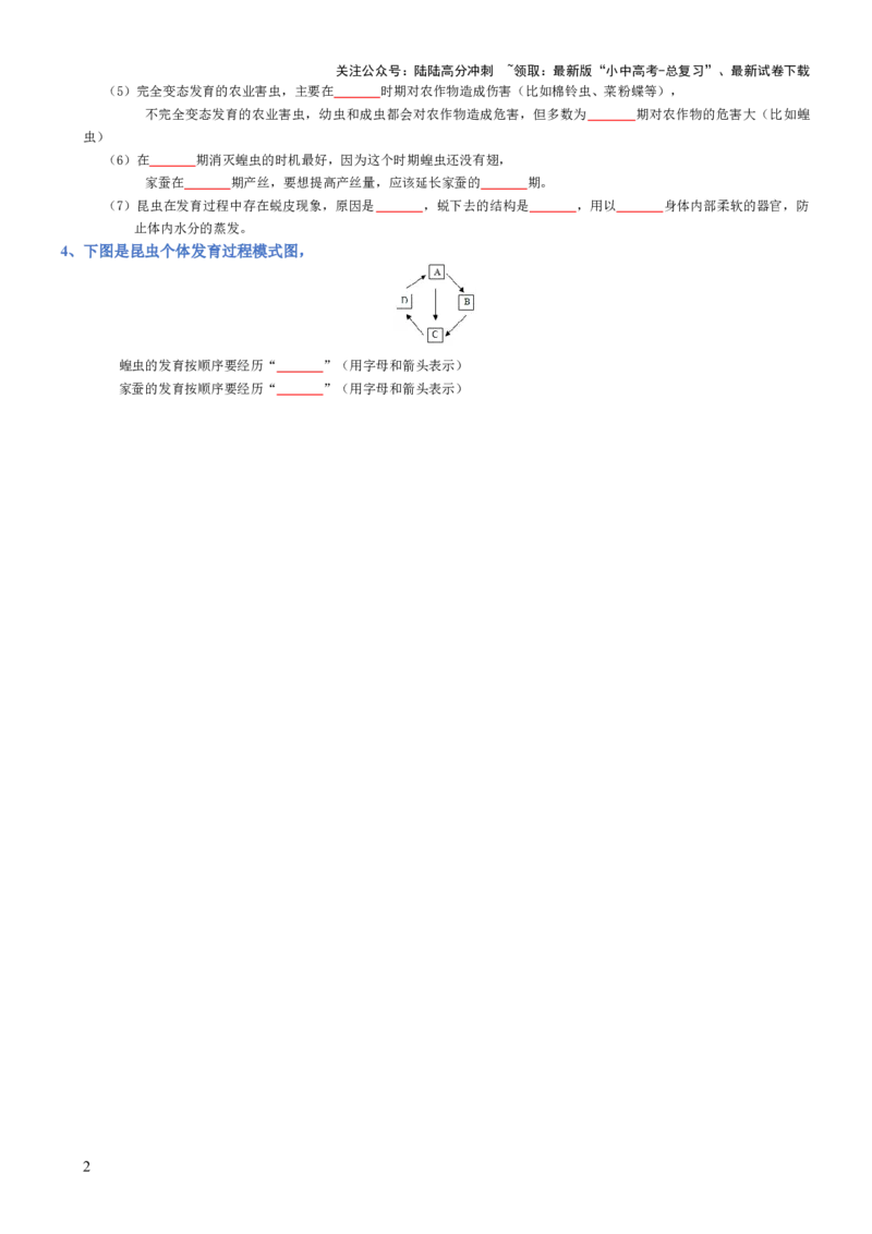 专题07生物圈中生命的延续和发展（填空版）_02中考总复习（2026版更新中）_08-生物-中考总复习_2025中考复习资料_2025年中考生物知识梳理_专题07生物圈中生命的延续和发展