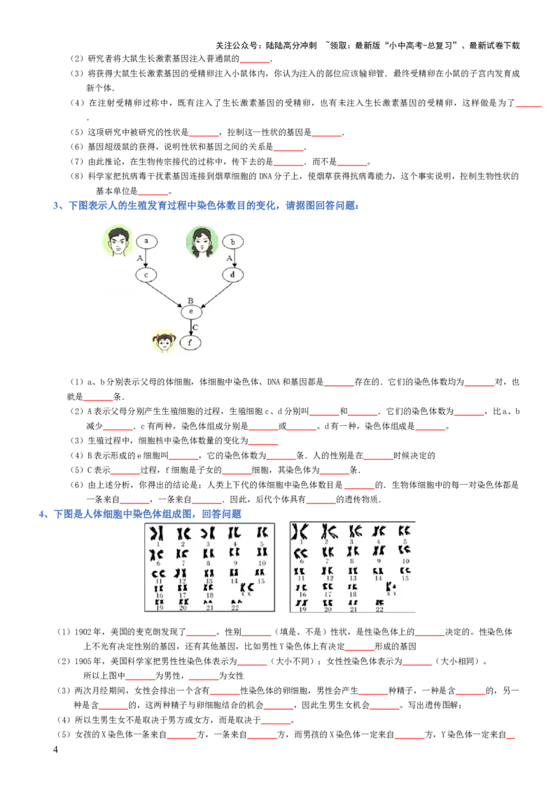 专题07生物圈中生命的延续和发展（填空版）_02中考总复习（2026版更新中）_08-生物-中考总复习_2025中考复习资料_2025年中考生物知识梳理_专题07生物圈中生命的延续和发展