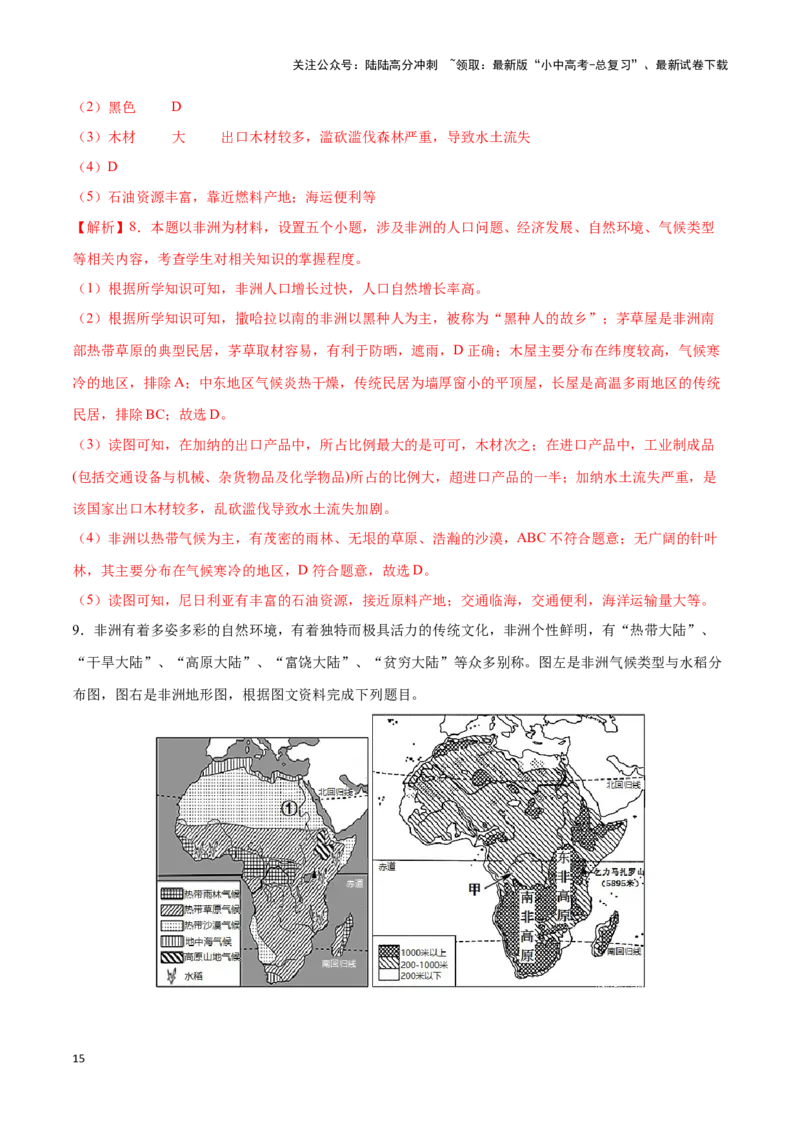 专题12撒哈拉以南非洲和澳大利亚-备战2024年中考地理识图速记手册与变式演练（全国通用）（解析版）_02中考总复习（2026版更新中）_09-地理-中考总复习_2024年中考复习资料_专项复习资料