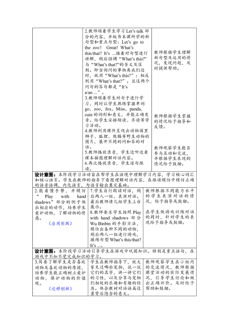 第四课时PartBLet&rsquo;stalk&Playwithhandshadows_26春四年级上下册人教版_四上英语合集人教版PEP英语四年级上册新教材（教学视频+课件+动画+音频+练习+教案）_19同步教案课件_人教pep3