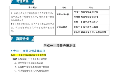 专题11质量守恒定律（原卷版）_02中考总复习（2026版更新中）_05-化学-中考总复习_2025年中考复习资料_备战2025年中考化学真题题源解密