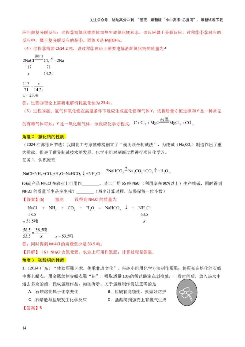 专题07常见的盐和化肥（解析版）_02中考总复习（2026版更新中）_05-化学-中考总复习_2025年中考复习资料_备战2025年中考化学真题题源解密