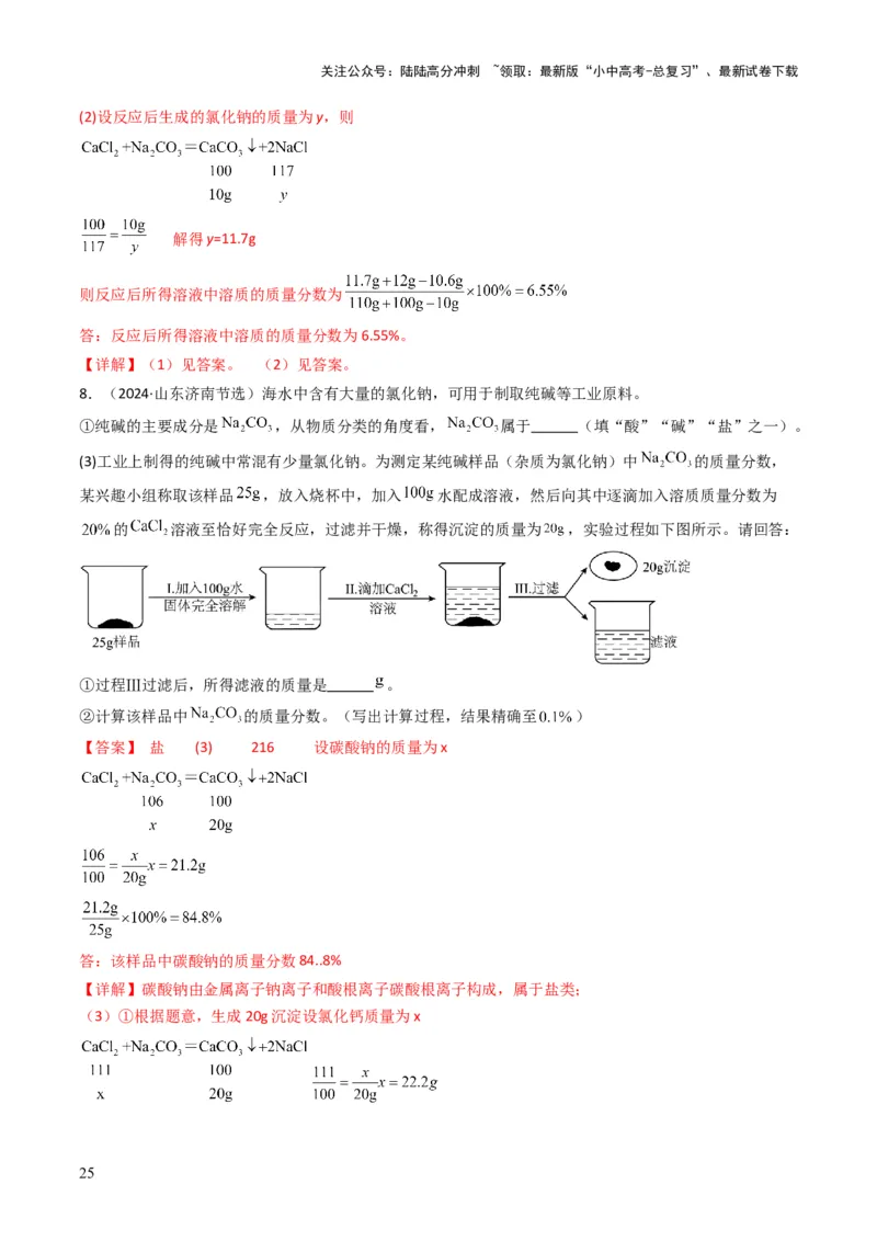 专题07常见的盐和化肥（解析版）_02中考总复习（2026版更新中）_05-化学-中考总复习_2025年中考复习资料_备战2025年中考化学真题题源解密