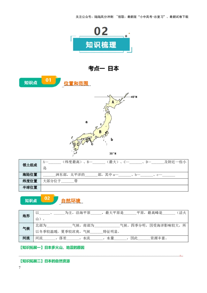 专题07认识国家-2025年中考地理知识点梳理（挖空版）_02中考总复习（2026版更新中）_09-地理-中考总复习_2025中考地理复习资料_2025年中考地理知识点_挖空版+背诵版